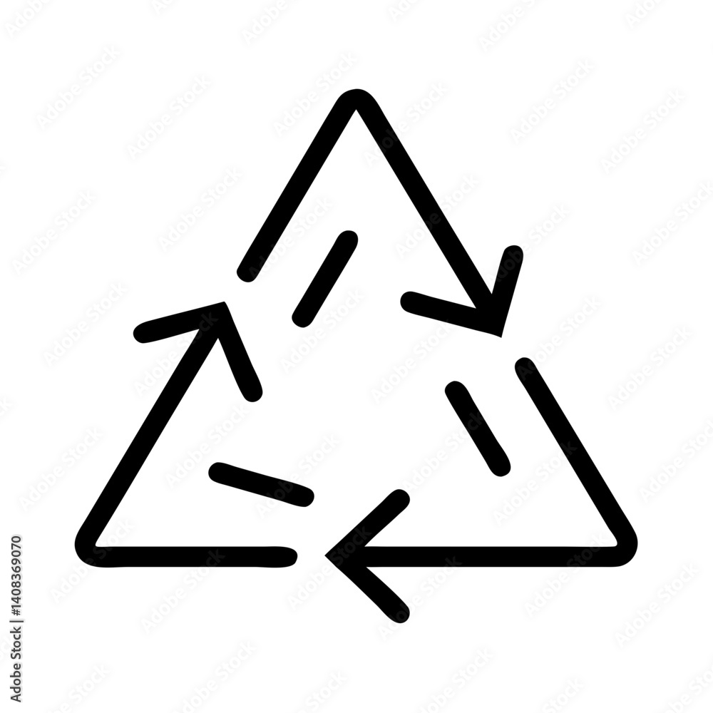 Triangular Arrows Icon Representing Recycling Process and Environmental Sustainability Triangular Arrows Icon Representing Recycling Process and Environmental Sustainability