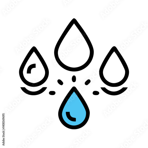 Water Droplets Icon Representing Hydroelectric Energy and Renewable Power Generation