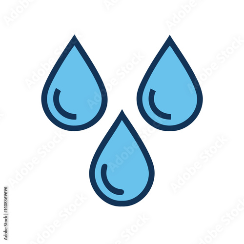 Water Droplets Icon Representing Hydroelectric Energy and Renewable Power Generation