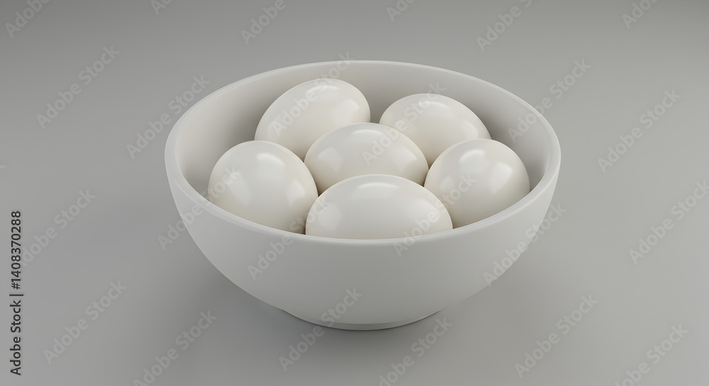White Eggs In A Bowl, Food Photography On Neutral Background White Eggs In A Bowl, Food Photography On Neutral Background