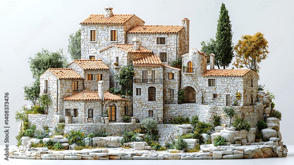 Obraz premium Architectural dream home with multi-level garden terraces high resolution picture