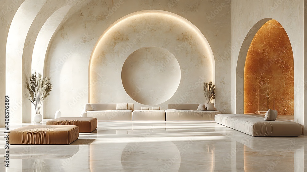 Fototapeta premium Soft beige modern luxury room style high resolution picture