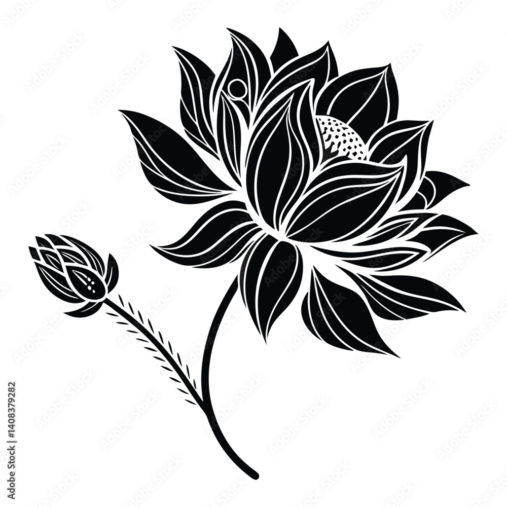 Fototapeta premium Floral & Plant Silhouette Vector illustration