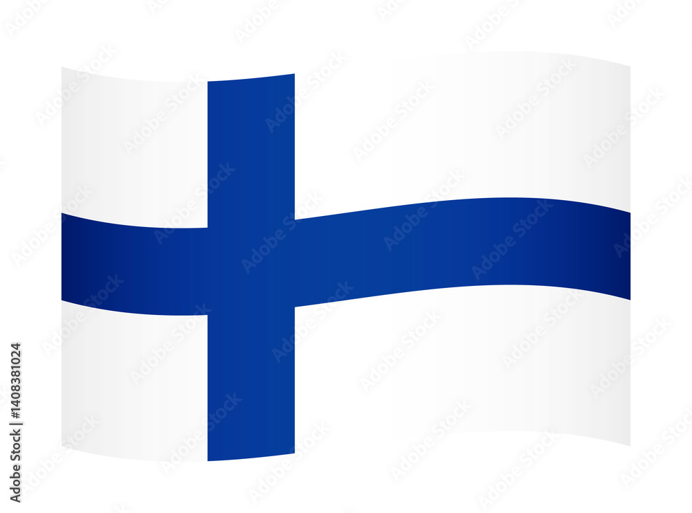 Naklejka premium Finland wavy flag illustration. Waving flag of Finland transparation png