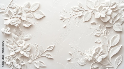 Fototapeta Naklejka Na Ścianę i Meble -  Elegant White Floral 3D Wall Art Design