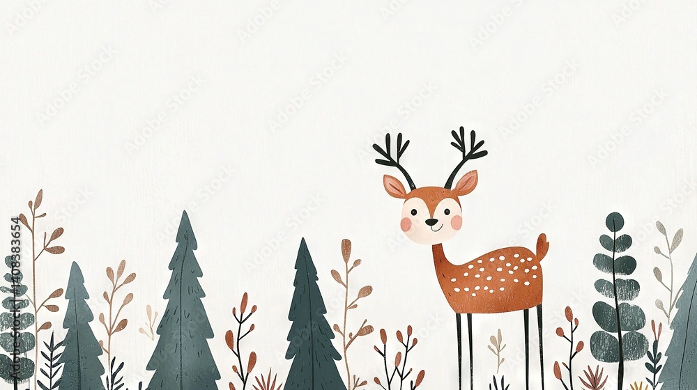 Fototapeta premium Deer standing amidst trees