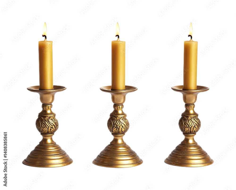 Church Candlesticks for Liturgical Use - Isolated on White Background Church Candlesticks for Liturgical Use - Isolated on White Background