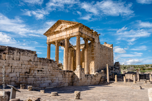 Obraz na płótnie Ruins of Roman temples in Dougga, Tunisia w salonie
