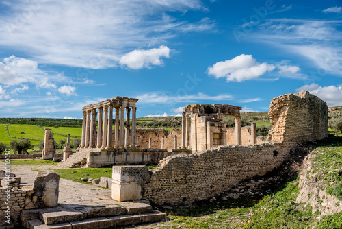 Ruins of Roman temples in Dougga, Tunisia