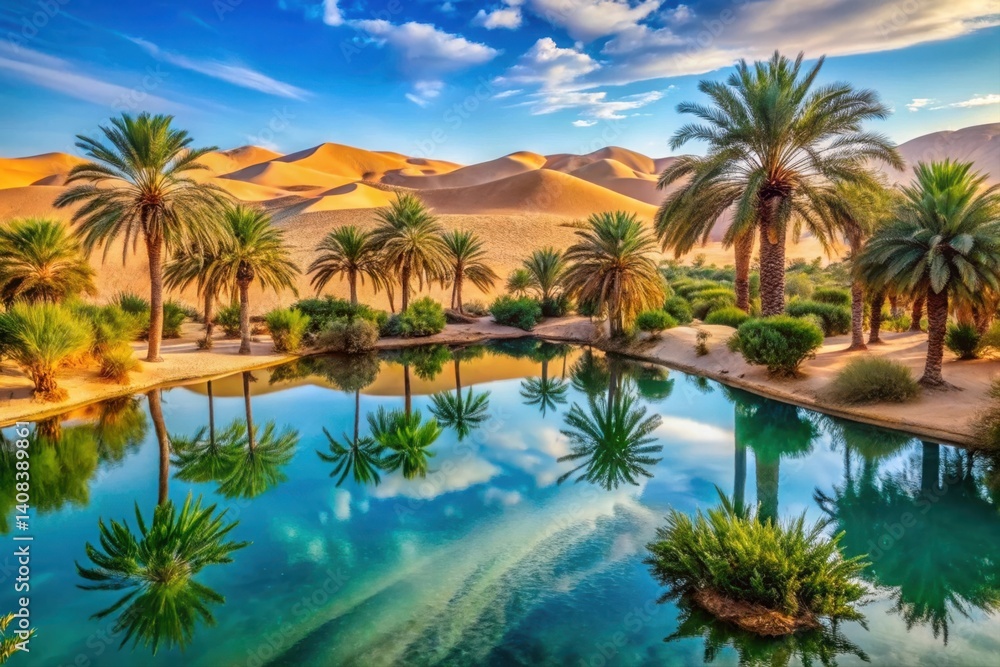 Oasis in the Moroccan Sahara Desert with Palm Trees Oasis in the Moroccan Sahara Desert with Palm Trees