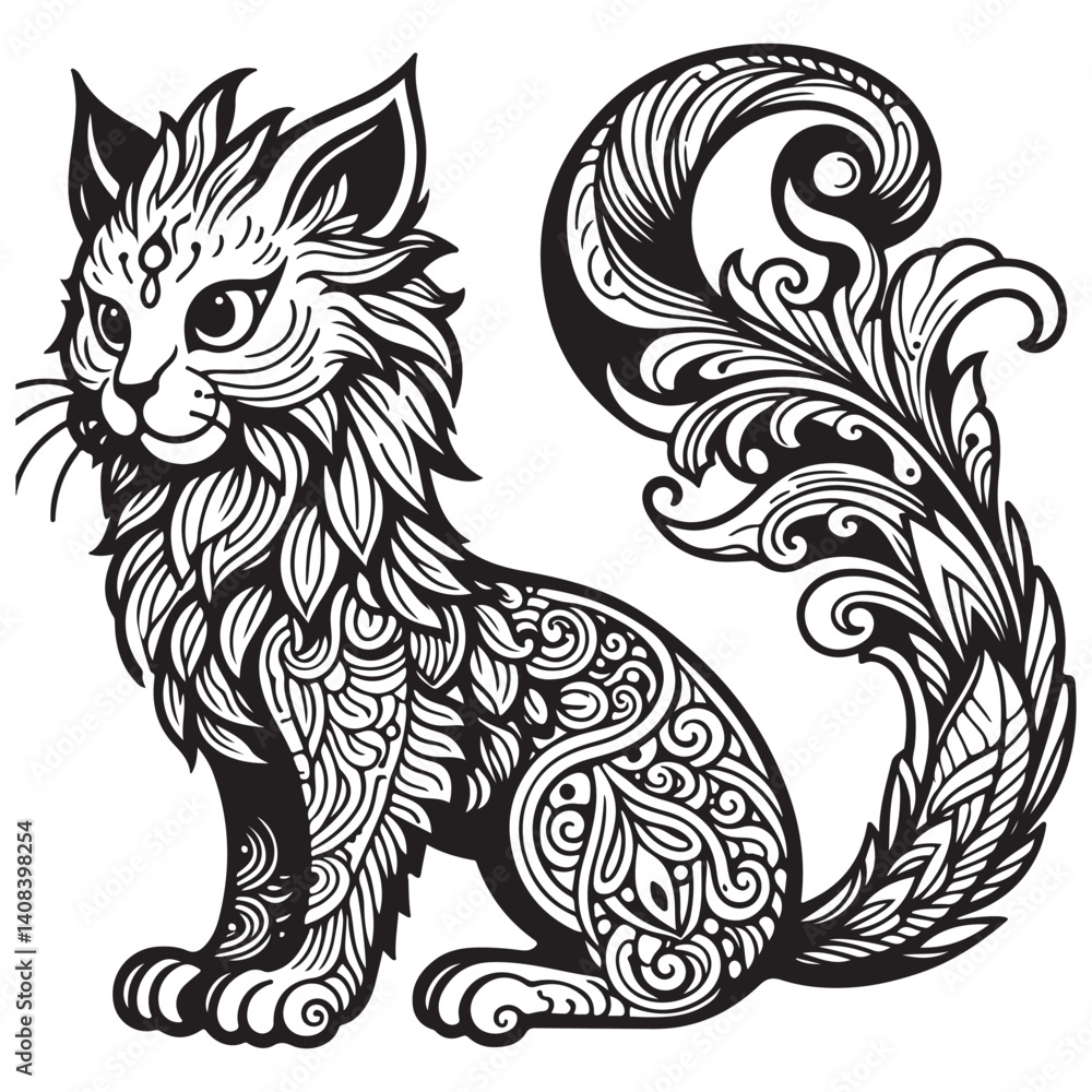 Obraz premium Cute Line Art Animals