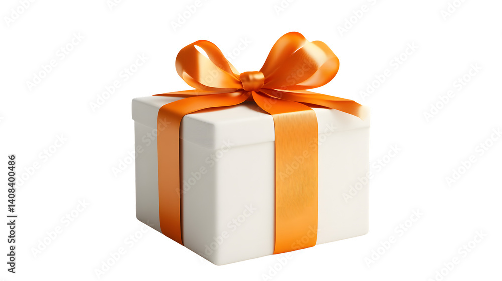 Obraz premium Elegant Gift Box with Orange Ribbon Perfect for Celebrations and Special Occasions