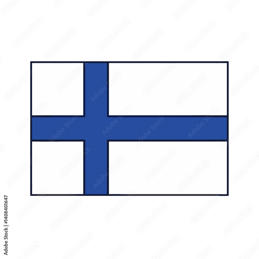 Obraz premium Finland Flag Icon in Simple Vector Style