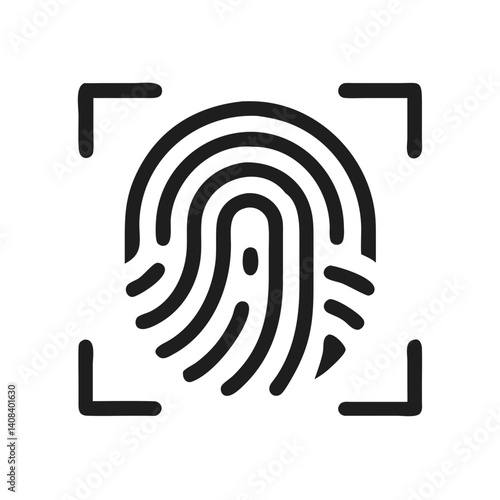 Fingerprint Icon Scanned in Minimalist Style  