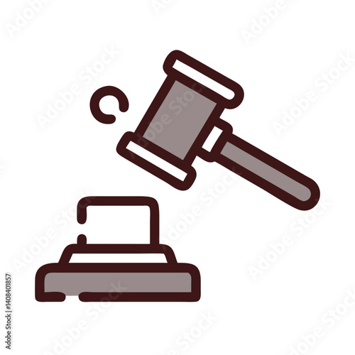 Judicial gavel icon in vector style against a white background  
