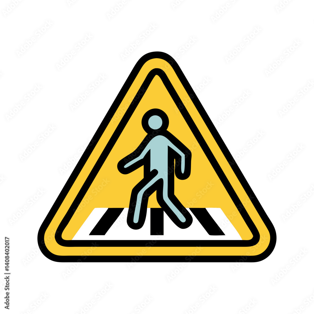 Pedestrian Crossing Sign in Yellow Icon Style Pedestrian Crossing Sign in Yellow Icon Style