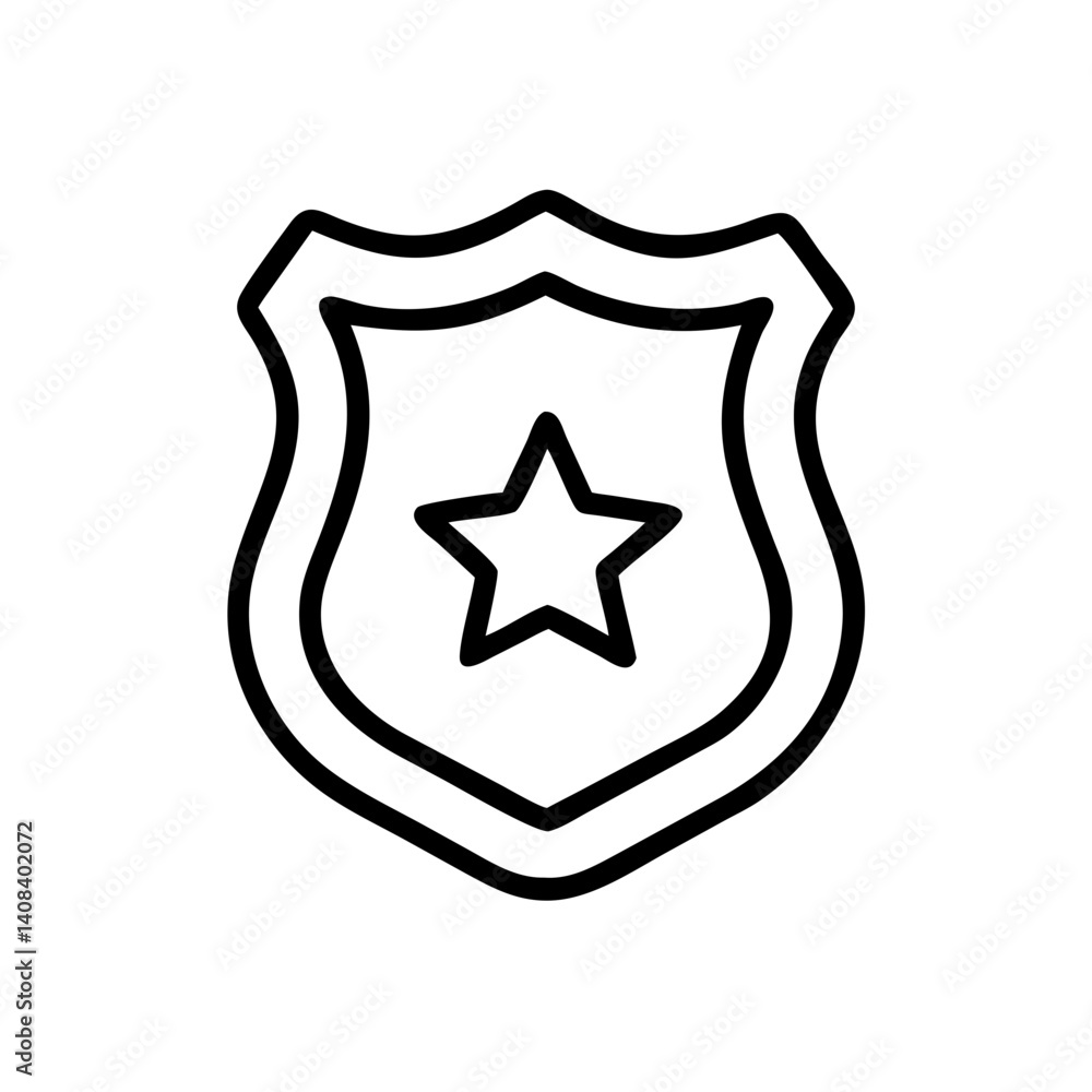 police badge icon design with star in simple outline style police badge icon design with star in simple outline style