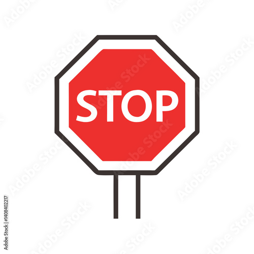 Stop Sign Icon in Bold Red Against a White Background  