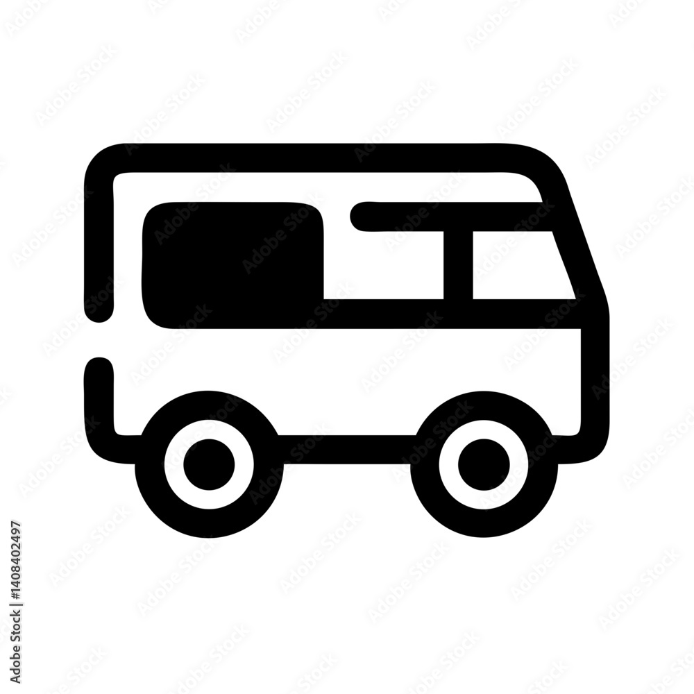 Fototapeta premium Iconic van illustration in black and white style