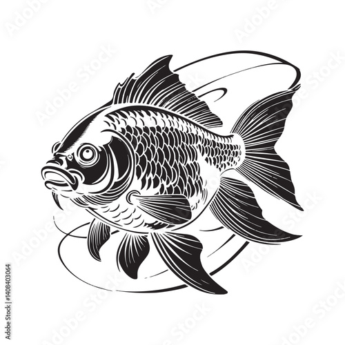 Black and White Carp Fish Vector Illustration,
Stylized Carp Fish Silhouette Art,
Bold Carp Fish Logo Design,
Tribal Style Carp Fish Vector,
Detailed Carp Fish Illustration for Design
