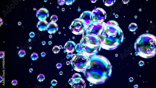 Wallpaper Mural Bubbles float and shimmer in colorful patterns, creating a mesmerizing display against a dark background Torontodigital.ca