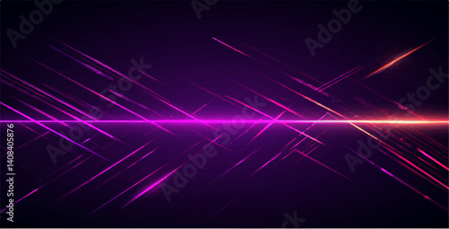 A vector illustration of diagonal bright lines on a dark gradient background. The lines are in various shades of pink and purple, with a bright neon effect. The background transitions from dark purple