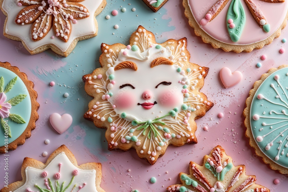 Sketching Pastry Cookies with Pastel Backgrounds for Personalizing Gift Packages and Decor