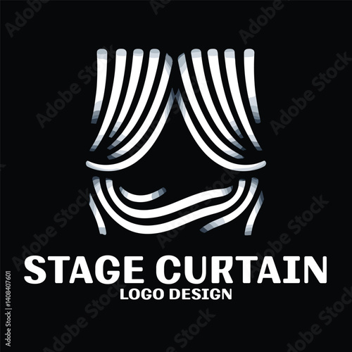 Stage Curtain Vector Logo Design