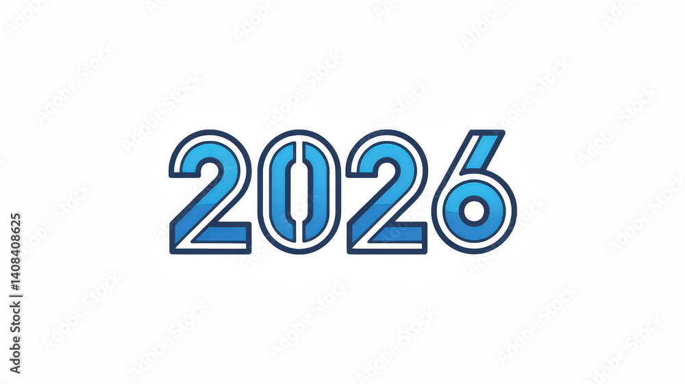 Blue Designed 2026 Typography Isolated on Transparent Background Blue Designed 2026 Typography Isolated on Transparent Background