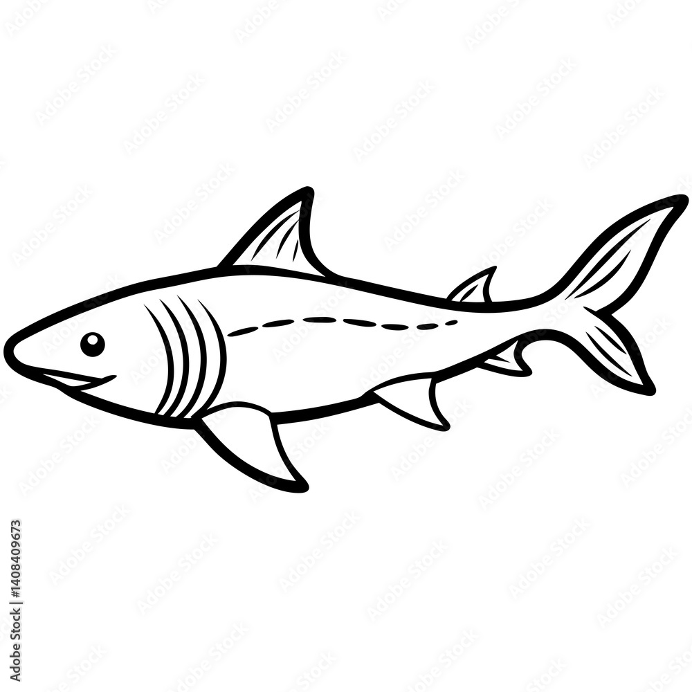 Minimal Greenland Shark Vector Illustration on White Background Minimal Greenland Shark Vector Illustration on White Background
