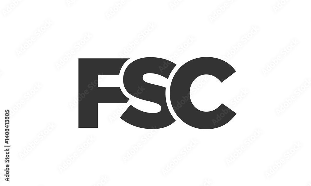 Fototapeta premium FSC logo design template with strong and modern bold text. Initial based vector logotype featuring simple and minimal typography. Trendy company identity.