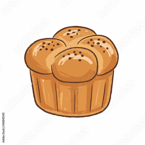 Brown muffin illustration on a white background
