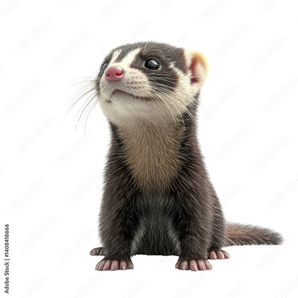 Cute Ferret Standing on Its Hind Legs with Curious Expression Cute Ferret Standing on Its Hind Legs with Curious Expression