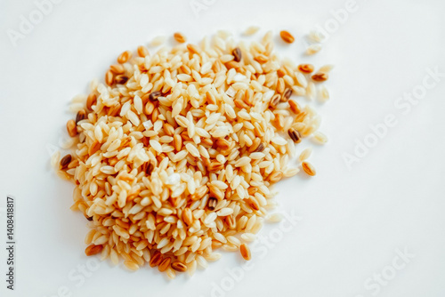 Pile of Various Grains on White Background