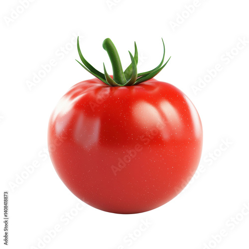 Wallpaper Mural Fresh Red Tomato with Green Leaves Isolated on White Background Torontodigital.ca