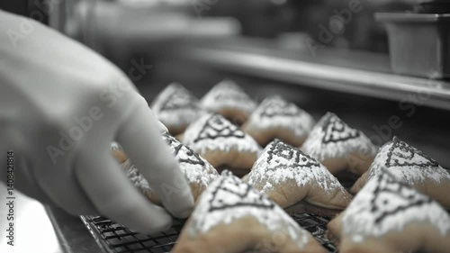Wallpaper Mural A tray of pastries with a triangle design on them. The pastries are covered in powdered sugar Torontodigital.ca