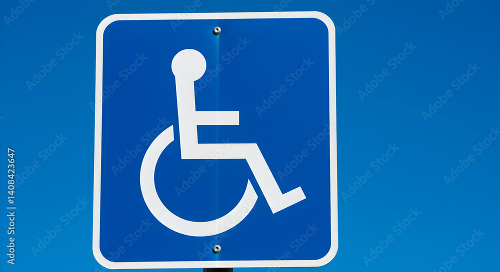 Accessibility Sign On Blue: Symbol Of Inclusion And Consideration For Disabled Individuals Accessibility Sign On Blue: Symbol Of Inclusion And Consideration For Disabled Individuals