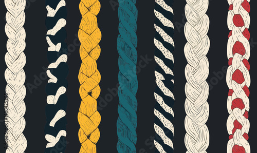 Braided Rope Patterns: Minimalist Knitted Seamless SVG Vector Design for Graphic Use