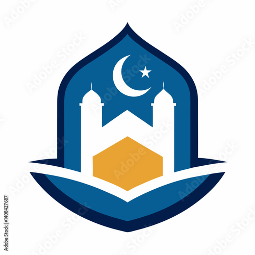 Islamic Education Logo with Open Book and Mosque Elements, Islamic logo vector illustration, logo design