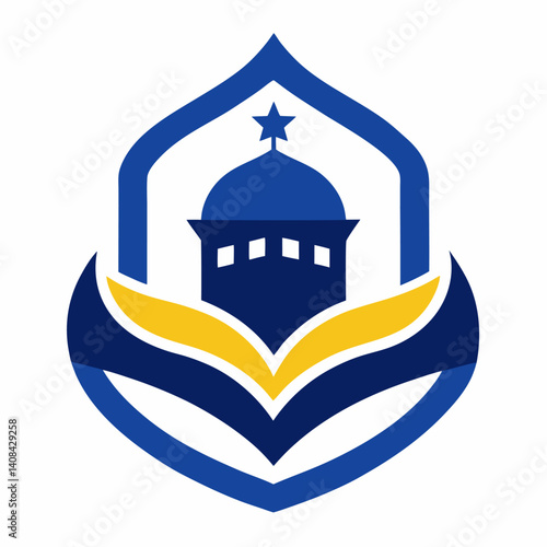 Islamic Education Logo with Open Book and Mosque Elements, Islamic logo vector illustration, logo design