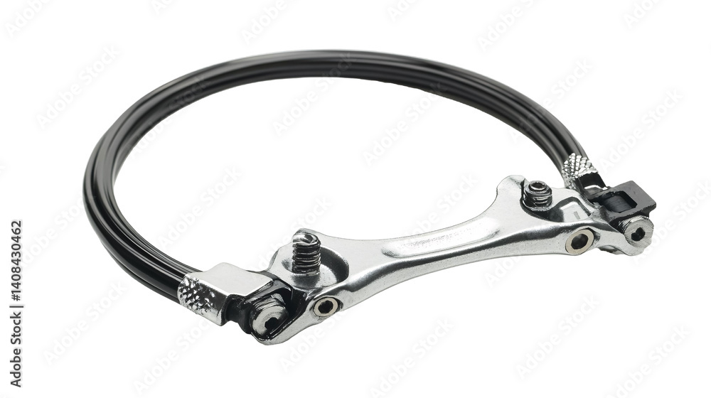 Obraz premium Cycling Brake Cable Housing for Smooth Braking - Isolated on White Background