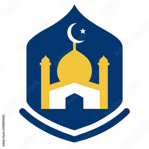 Islamic Education Logo with Open Book and Mosque Elements, Islamic logo vector illustration, logo design