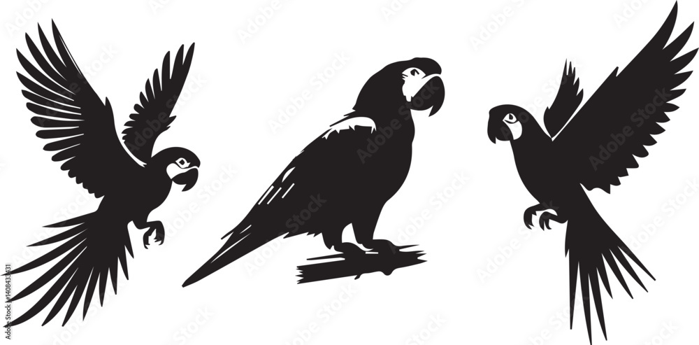 Obraz premium Parrot silhouette vector EPS SET