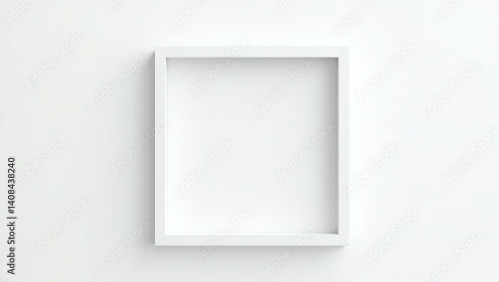 Empty white frame ready for artwork or picture display on a clean wall Generative AI Empty white frame ready for artwork or picture display on a clean wall Generative AI