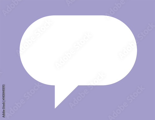 Paper speech bubble in the shape of a rectangle on a aura indigo color background. Flat white chat icon in the form of an empty speech bubble. Free space for text or image. Internet communication.