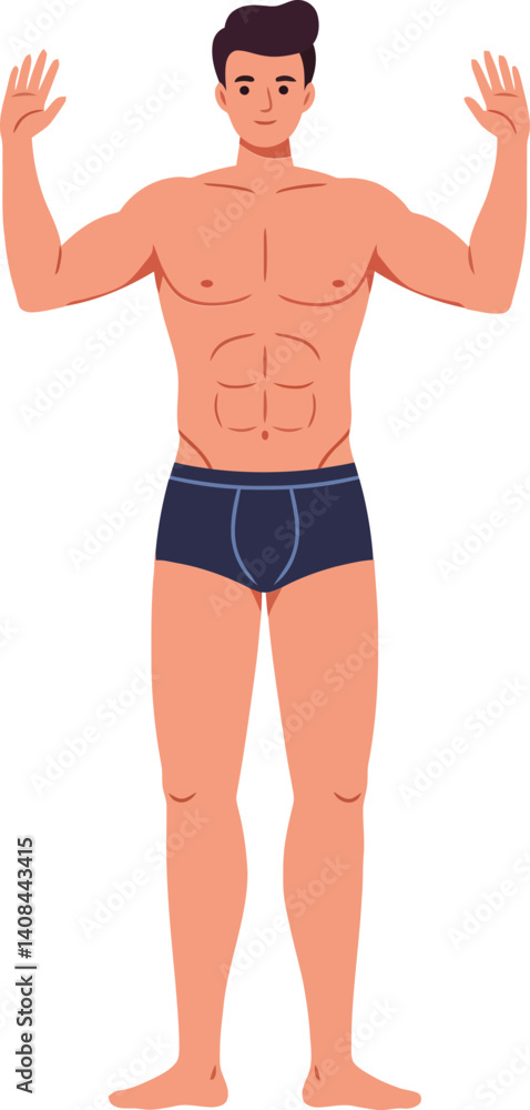 Athletic man with muscular build standing confidently in minimal flat style vector illustration, showcasing strength and vitality with a relaxed demeanor and open posture. Athletic man with muscular build standing confidently in minimal flat style vector illustration, showcasing strength and vitality with a relaxed demeanor and open posture.
