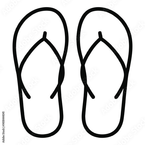 Flip Flop Sandals Icon Outline Representing Summer, Beach, and Casual Footwear

