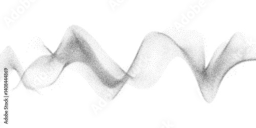 Undulate stippling grit flowing line texture. Wavy noise gradient speckled background. Sound wave particle flow pattern for poster, album cover. Vector illustration