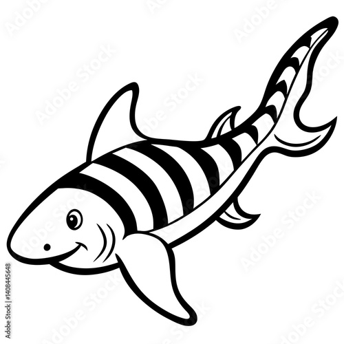Minimal Zebra Shark Vector Illustration on White Background