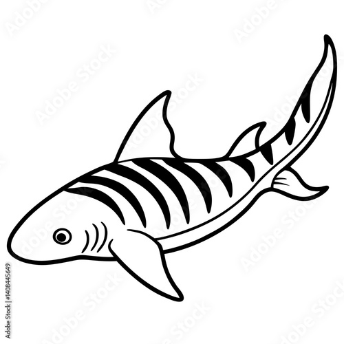Minimal Zebra Shark Vector Illustration on White Background